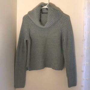 Teal loose turtleneck sweater